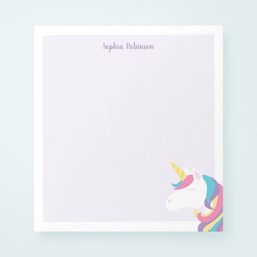 Cute Unicorn Kids Purple Personalized Notizblock