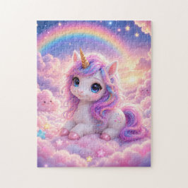 Cute Unicorn on a Cotton Candy Cloud Jigsaw Puzzle