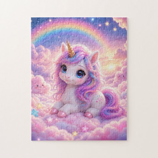Cute Unicorn on a Cotton Candy Cloud Jigsaw Puzzle (Vertikal)