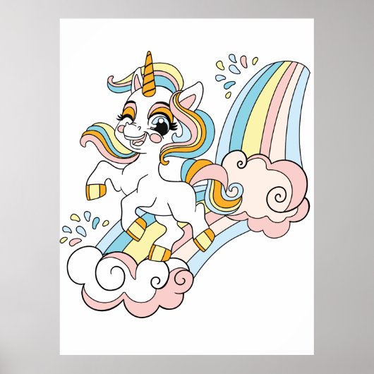 Cute unicorn on a rainbow poster (Vorne)