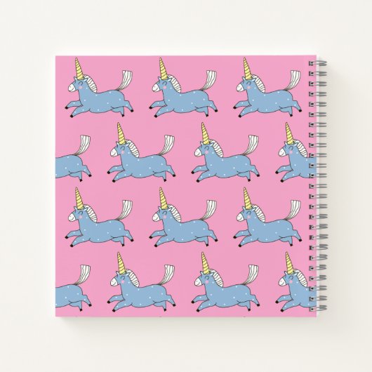 Cute Unicorn Pattern Pink Girly Personalised Notizblock (Rückseite)