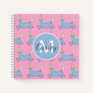 Cute Unicorn Pattern Pink Girly Personalised Notizblock