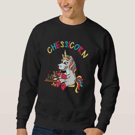 Cute Unicorn Play Chess For Kids Chessicorn Sweatshirt (Vorderseite)