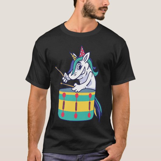 Cute Unicorn Playing Snare Percussion Snare Drumme T-Shirt (Vorderseite)