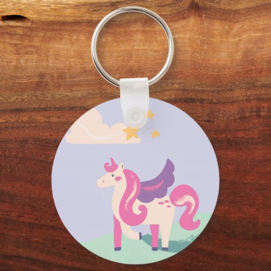 Cute Unicorn & Positive Vibes Only Keychain Schlüsselanhänger (Vorderseite)