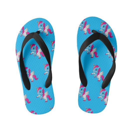 Cute Unicorn printed blue flip-flop Kinderbadesandalen (Fußbett)