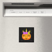 Cute Unicorn Pumpkin Girls Kids Funny Halloween Co Magnet (In Situ (Geschirrspüler))