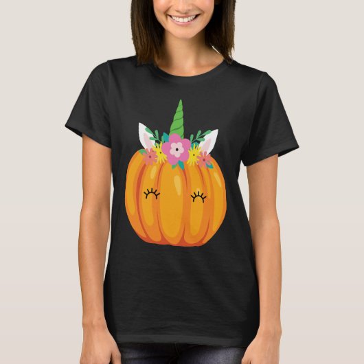 Cute Unicorn Pumpkin Halloween Thanksgiving costum T-Shirt (Vorderseite)