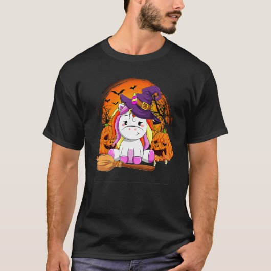 Cute Unicorn Pumpkin Halloween Thanksgiving Hallow T-Shirt (Vorderseite)