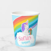 Cute Unicorn Rainbow Birthday Party Paper Cups Pappbecher (Vorderseite)