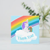 Cute Unicorn Rainbow Square Thank You Card Dankeskarte (Stehend Vorderseite)