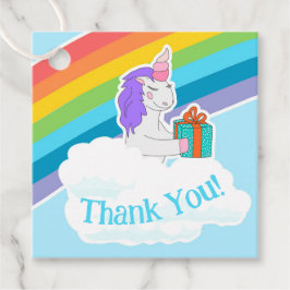 Cute Unicorn Rainbow Square Thank You Tag Geschenkanhänger
