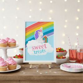 Cute Unicorn Rainbow Sweet Treats Birthday Poster