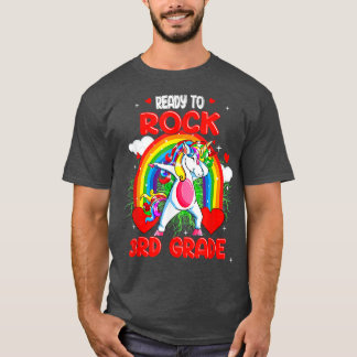 Cute Unicorn Ready To Rock 3rd Grade Funny Back To T-Shirt