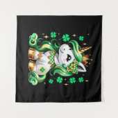 Cute Unicorn Shamrock St Patricks Day Wandteppich (Vorderseite (Horizontal))