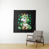 Cute Unicorn Shamrock St Patricks Day Wandteppich (Beispiel)