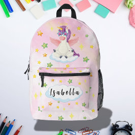 Cute Unicorn Star Theme for Girls School Bedruckter Rucksack