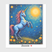 Cute Unicorn Starry Night (4) Aufkleber (Blatt)