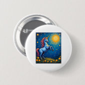 Cute Unicorn Starry Night (4) Button (Vorne & Hinten)