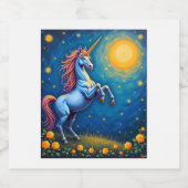 Cute Unicorn Starry Night (4) Schaumweinetikett (Einzelnes Label)