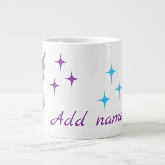Cute Unicorn & Stars Jumbo-Tasse (Vorderseite)