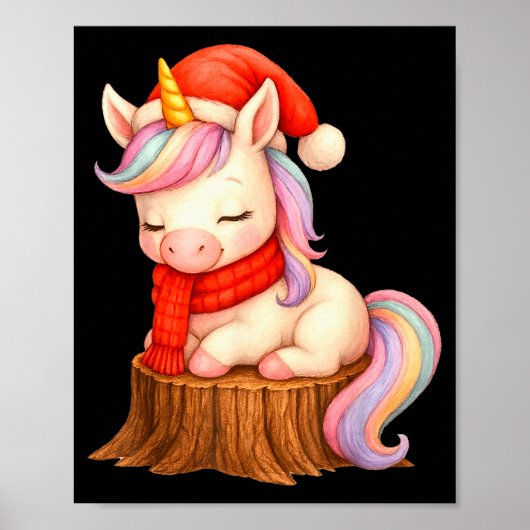 Cute Unicorn With F Christmas Xmas Holiday  Poster (Vorne)