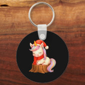 Cute Unicorn With F Christmas Xmas Holiday Schlüsselanhänger (Vorderseite)