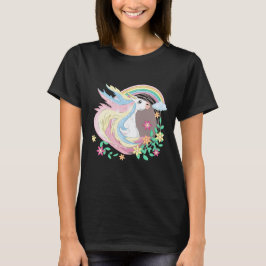 Cute Unicorn with Flowers Magical Unicorn Art T-Shirt