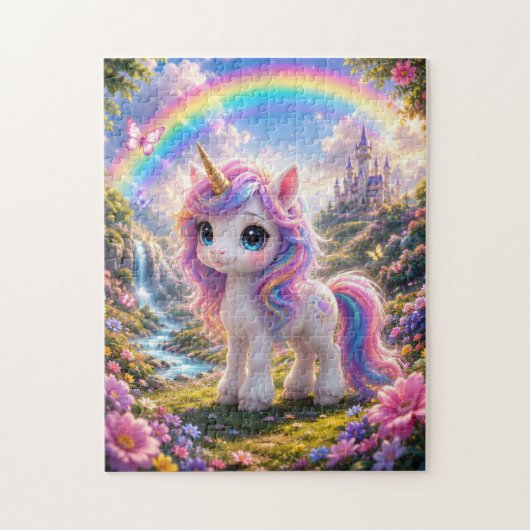 Cute Unicorn with Rainbow Jigsaw Puzzle (Vertikal)
