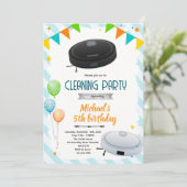 Cute vacuum theme party invitation einladung (Stehend Vorderseite)