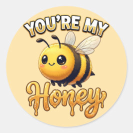 Cute Valentine Bee – You’re My Honey Runder Aufkleber