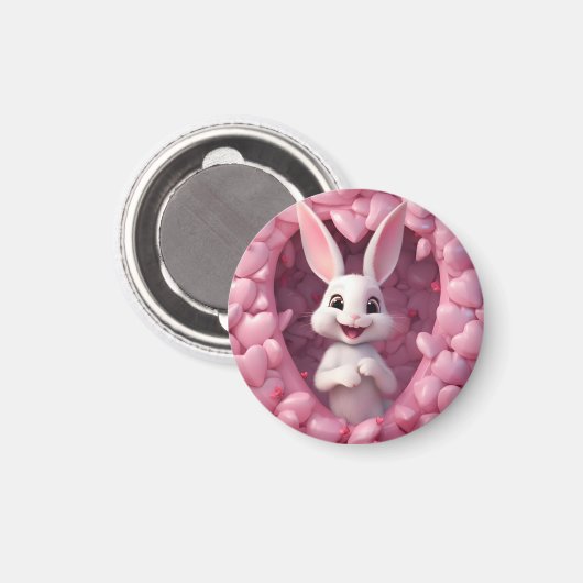 Cute Valentine Bunny Magnet (Vorderseite/Rückseite)