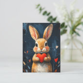 Cute Valentine Bunny Modern Art Postkarte (Stehend Vorderseite)