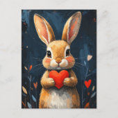 Cute Valentine Bunny Modern Art Postkarte (Vorderseite)