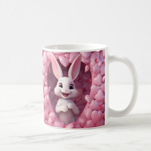 Cute Valentine Bunny Mug  | Valentine's Day Mug Kaffeetasse (Rechts)