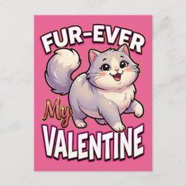 Cute Valentine Cat – Fur-Ever My Valentine Postkarte