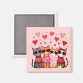 Cute Valentine Cats in Heart Sunglasses Magnet (Vorderseite/Rückseite)