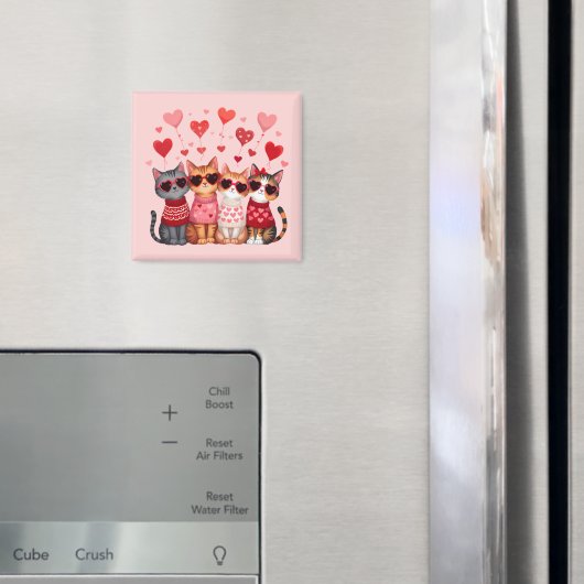 Cute Valentine Cats in Heart Sunglasses Magnet (In Situ (Kühlschrank))