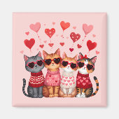 Cute Valentine Cats in Heart Sunglasses Magnet (Vorne)