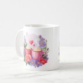 Cute Valentine Cocoa Mugs with Flowers & Hearts Kaffeetasse (Vorderseite Links)