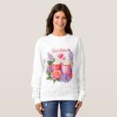 Cute Valentine Cocoa Mugs with Flowers & Hearts Sweatshirt (Vorne ganz)