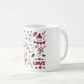 Cute Valentine Day Doodle Love Design on White Mug Kaffeetasse (VorderseiteRechts)