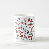Cute Valentine Day Doodle Love Design on White Mug Kaffeetasse (Mittel)