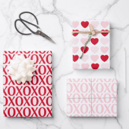 Cute Valentine Day XOXO Red And Pink Geschenkpapier Set