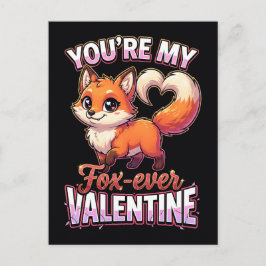 Cute Valentine Fox – You’re My Fox-Ever Valentine Postkarte