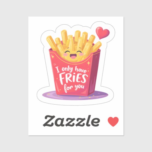 Cute Valentine French Fries Pun Aufkleber (Blatt)