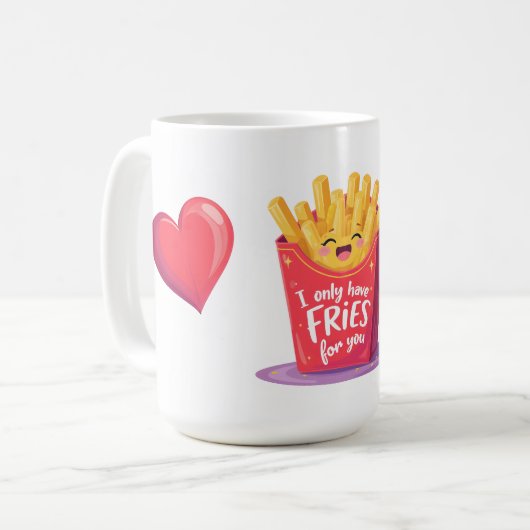 Cute Valentine French Fries Pun Kaffeetasse (Vorderseite Links)