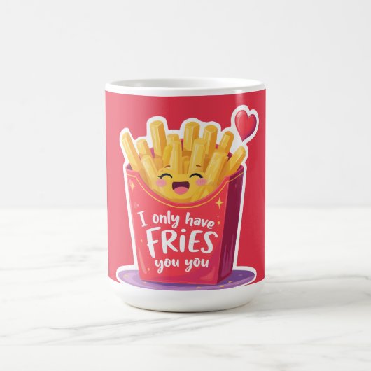 Cute Valentine French Fries Pun Kaffeetasse (Mittel)