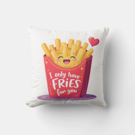 Cute Valentine French Fries Pun Kissen (Vorderseite)
