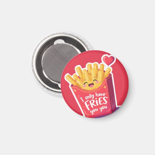 Cute Valentine French Fries Pun Magnet (Vorderseite/Rückseite)